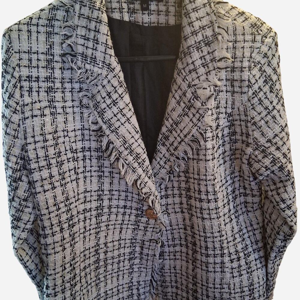 Attitude Unknown White/black tweed blazer
